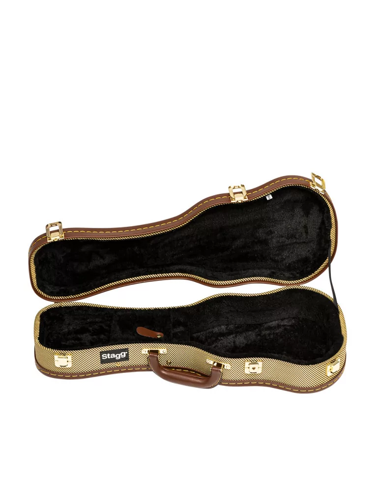  STAGG GCX-UKS GD Vintage-Style Serie Gold Tweed Deluxe Hartschalenkoffer für Sopran Ukulele|MusicGoodDeal 