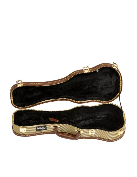  STAGG GCX-UKS GD Vintage-Style Serie Gold Tweed Deluxe Hartschalenkoffer für Sopran Ukulele|MusicGoodDeal 