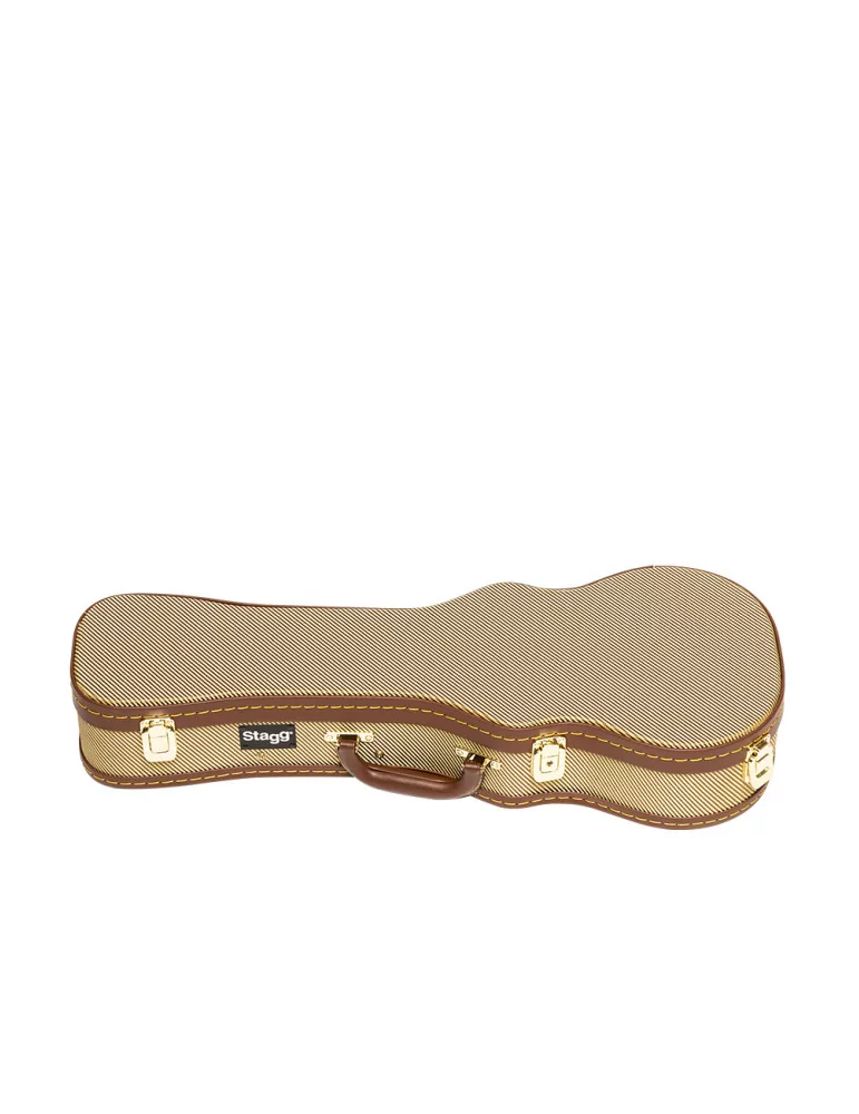  STAGG GCX-UKC GD Vintage-Style Serie Gold Tweed Deluxe Hartschalenkoffer für Konzert Ukulele|MusicGoodDeal 