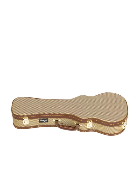 STAGG GCX-UKC GD Vintage-Style Serie Gold Tweed Deluxe Hartschalenkoffer für Konzert Ukulele|MusicGoodDeal 