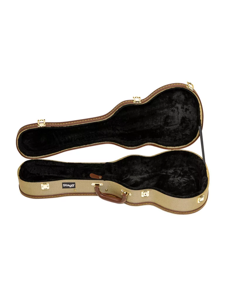  STAGG GCX-UKT GD Vintage-Style Serie Gold Tweed Deluxe Hartschalenkoffer für Tenor Ukulele|MusicGoodDeal 