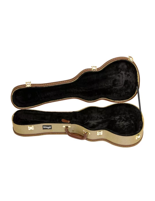  STAGG GCX-UKT GD Vintage-Style Serie Gold Tweed Deluxe Hartschalenkoffer für Tenor Ukulele|MusicGoodDeal 