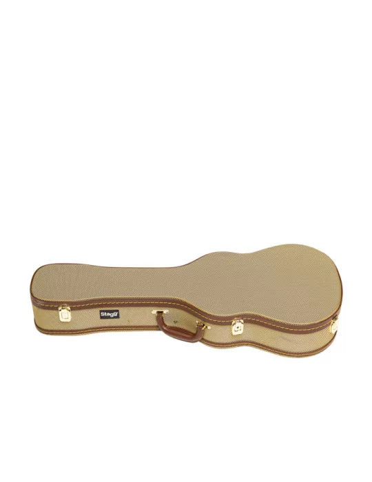  STAGG GCX-UKB GD Vintage-Style Serie Gold Tweed Deluxe Hartschalenkoffer für Bariton Ukulele|MusicGoodDeal 