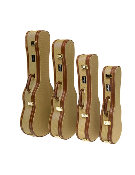  STAGG GCX-UKB GD Vintage-Style Serie Gold Tweed Deluxe Hartschalenkoffer für Bariton Ukulele|MusicGoodDeal 
