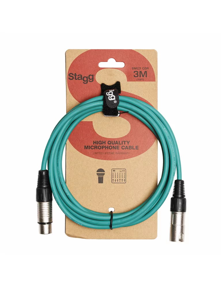 STAGG SMC3 CGR Microphone cable, XLR/XLR (m/f), 3 m (10'), green|MusicGoodDeal 