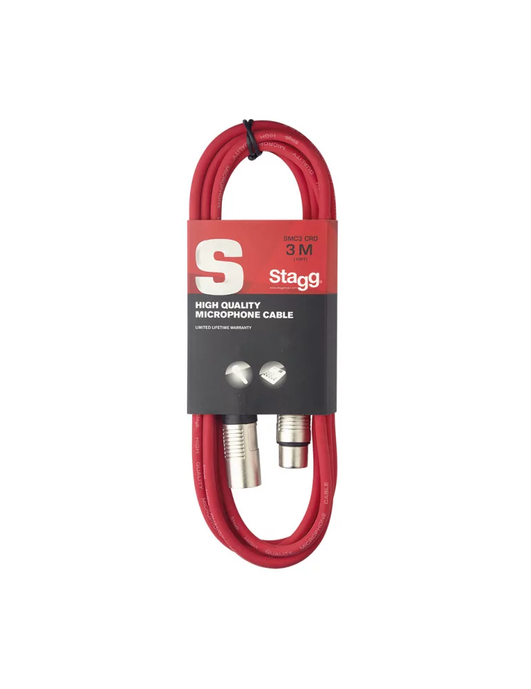  STAGG SMC3 CRD Microphone cable, XLR/XLR (m/f), 3 m (10'), red|MusicGoodDeal 
