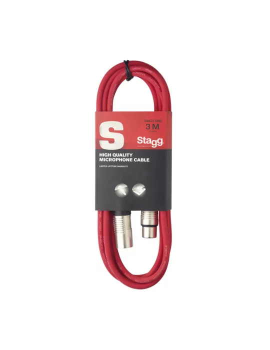  STAGG SMC3 CRD Microphone cable, XLR/XLR (m/f), 3 m (10'), red|MusicGoodDeal 