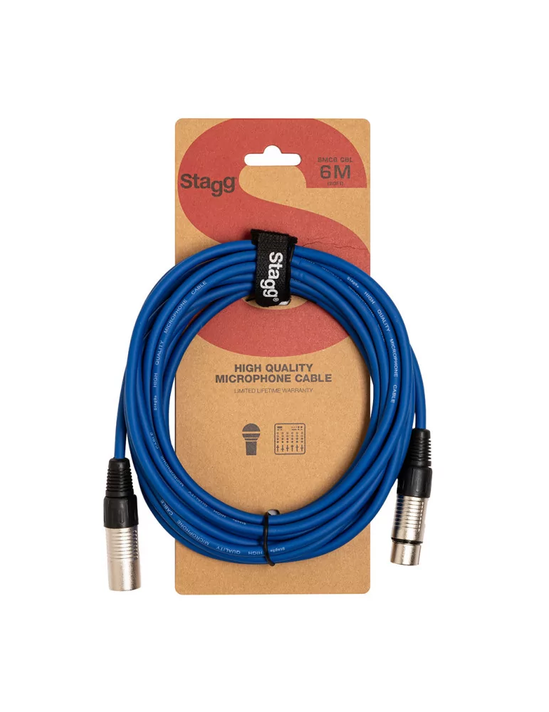  STAGG SMC6 CBL Microphone cable, XLR/XLR (m/f), 6 m (20'), blue|MusicGoodDeal 