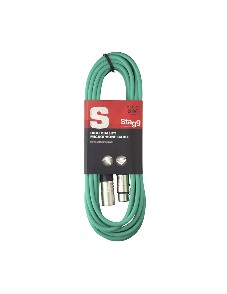  STAGG SMC6 CGR Microphone cable, XLR/XLR (m/f), 6 m (20'), green|MusicGoodDeal 