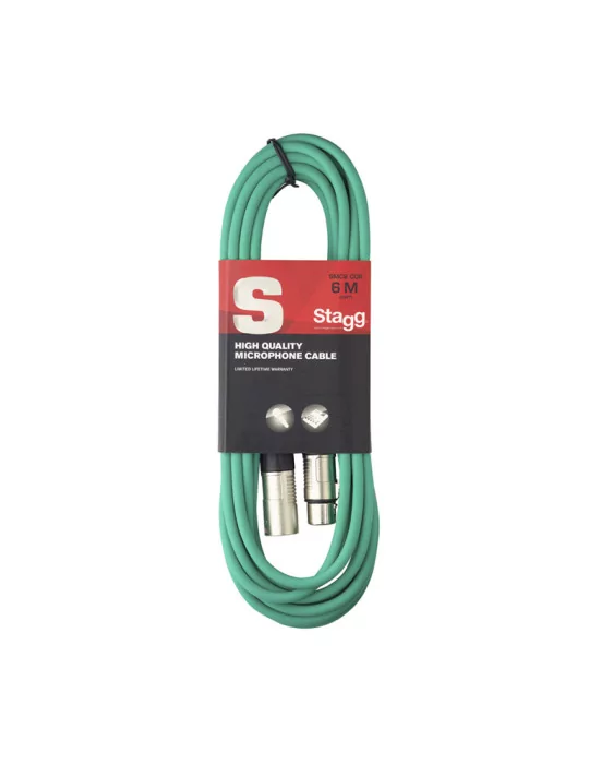  STAGG SMC6 CGR Microphone cable, XLR/XLR (m/f), 6 m (20'), green|MusicGoodDeal 