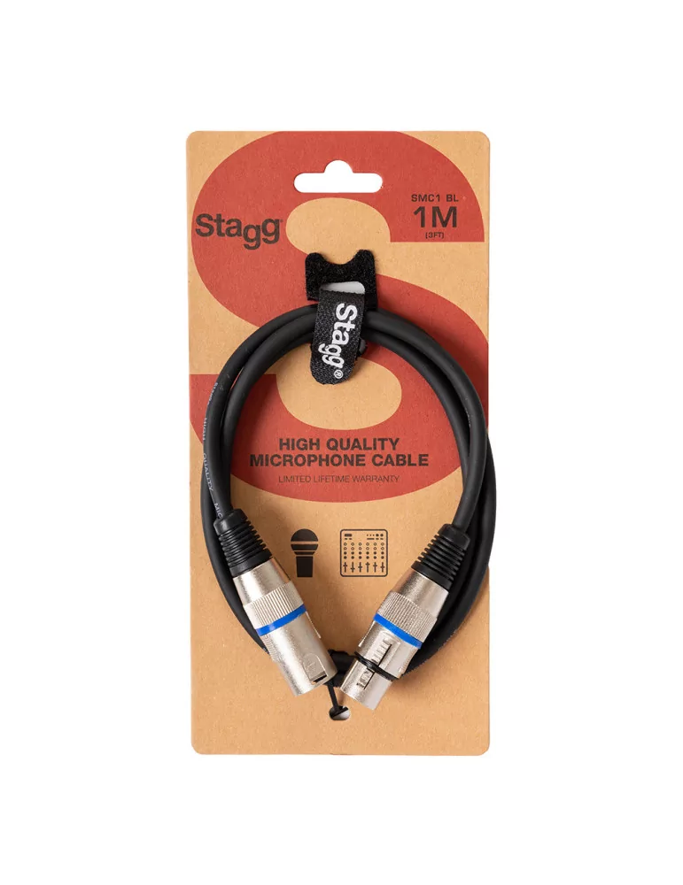  STAGG SMC1 BL Mikrofonkabel XLR/XLR (m/f) 1 m Ring Blau|MusicGoodDeal 