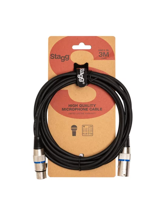  STAGG SMC3 BL Mikrofonkabel XLR/XLR (m/f) 3 m Ring Blau|MusicGoodDeal 