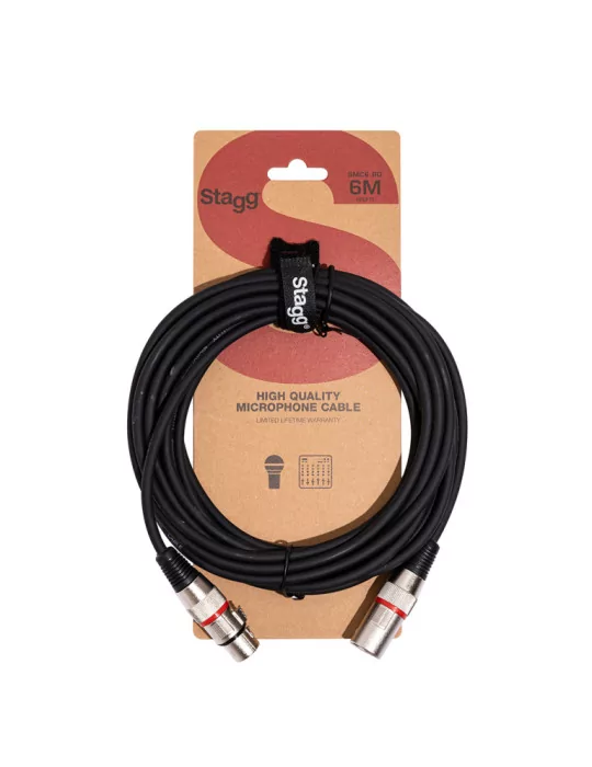  STAGG SMC6 RD Microphone cable, XLR/XLR (m/f), 6 m (20'), red ring|MusicGoodDeal 