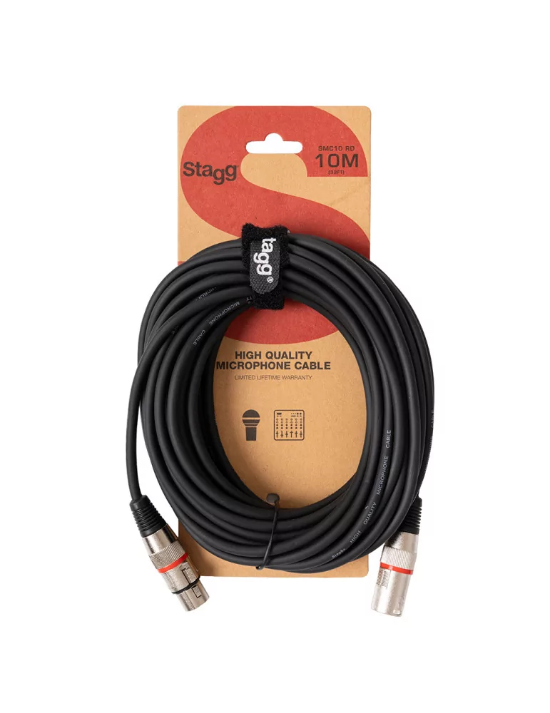  STAGG SMC10 RD Microphone cable, XLR/XLR (m/f), 10 m (33'), red ring|MusicGoodDeal 