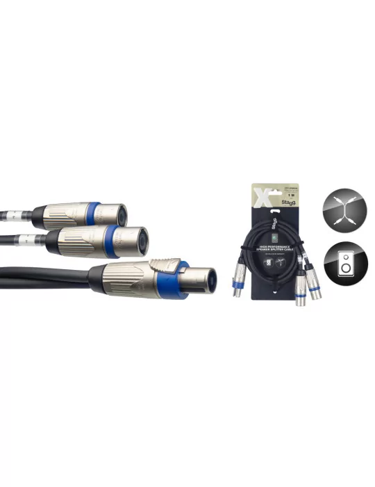  STAGG XYC1-SF2SM25C X-Series SpeakON Splitter - 4-pin SpeakON F / 2x 4-pin Speak|MusicGoodDeal 