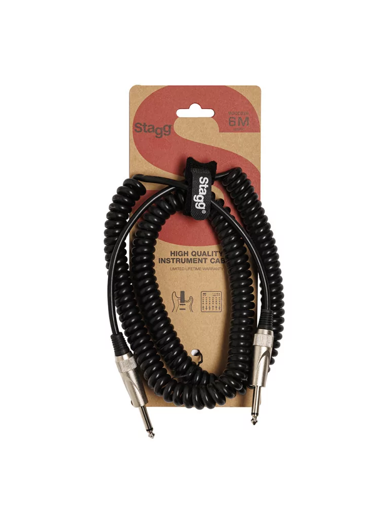  STAGG SGCC6 DL Instrument cable, jack/jack (m/m), 6 m (20"), coiled, S-series|MusicGoodDeal 