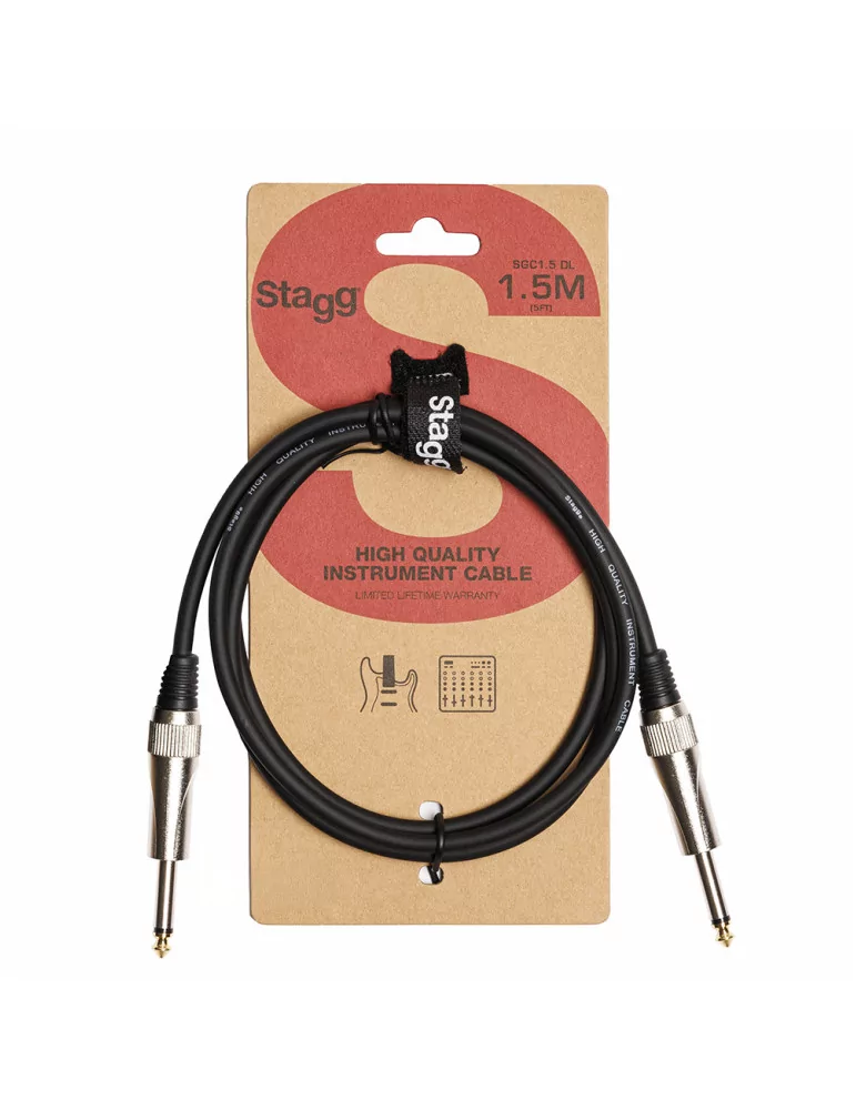  STAGG SGC1,5DL Instrument cable, jack/jack (m/m), 1.5 m (5"), heavy-duty connectors, S-series|MusicGoodDeal 