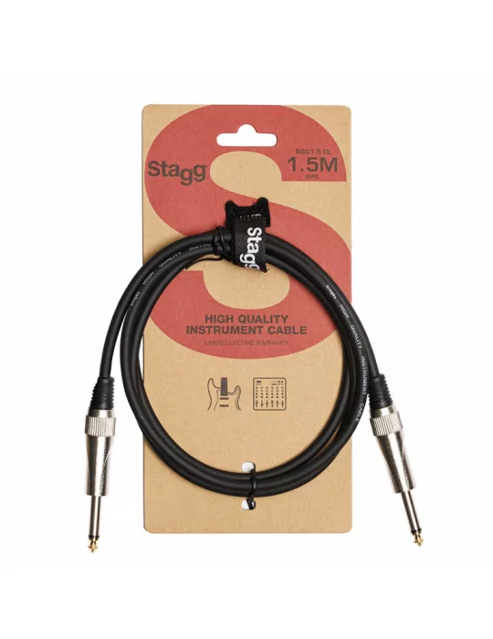  STAGG SGC1,5DL Instrument cable, jack/jack (m/m), 1.5 m (5"), heavy-duty connectors, S-series|MusicGoodDeal 