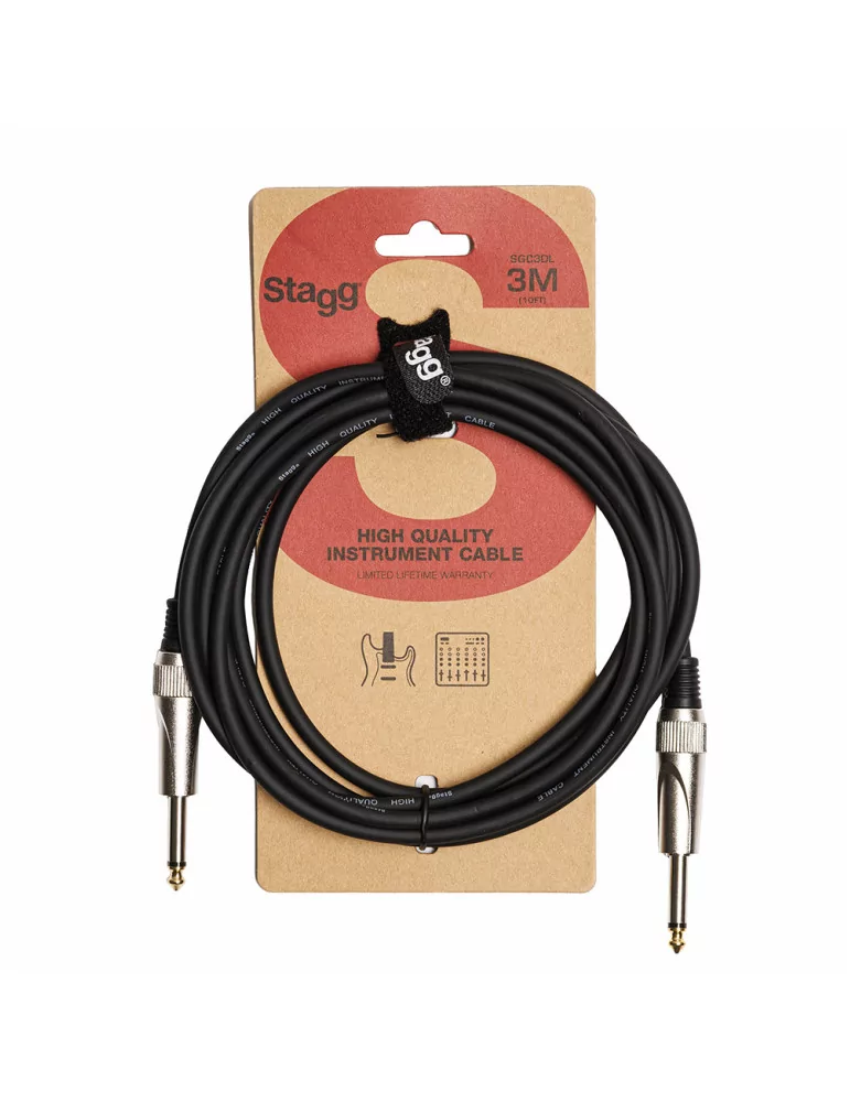  STAGG SGC3DL Instrument cable, jack/jack (m/m), 3 m (10"), heavy-duty connectors, S-series|MusicGoodDeal 
