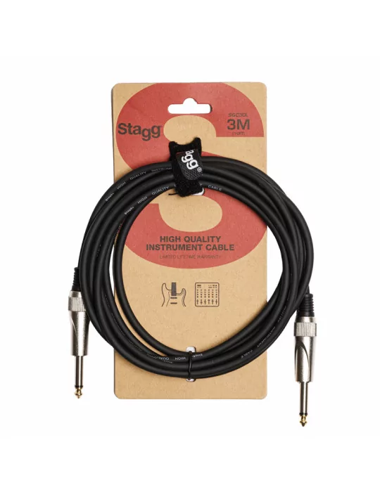  STAGG SGC3DL Instrument cable, jack/jack (m/m), 3 m (10"), heavy-duty connectors, S-series|MusicGoodDeal 