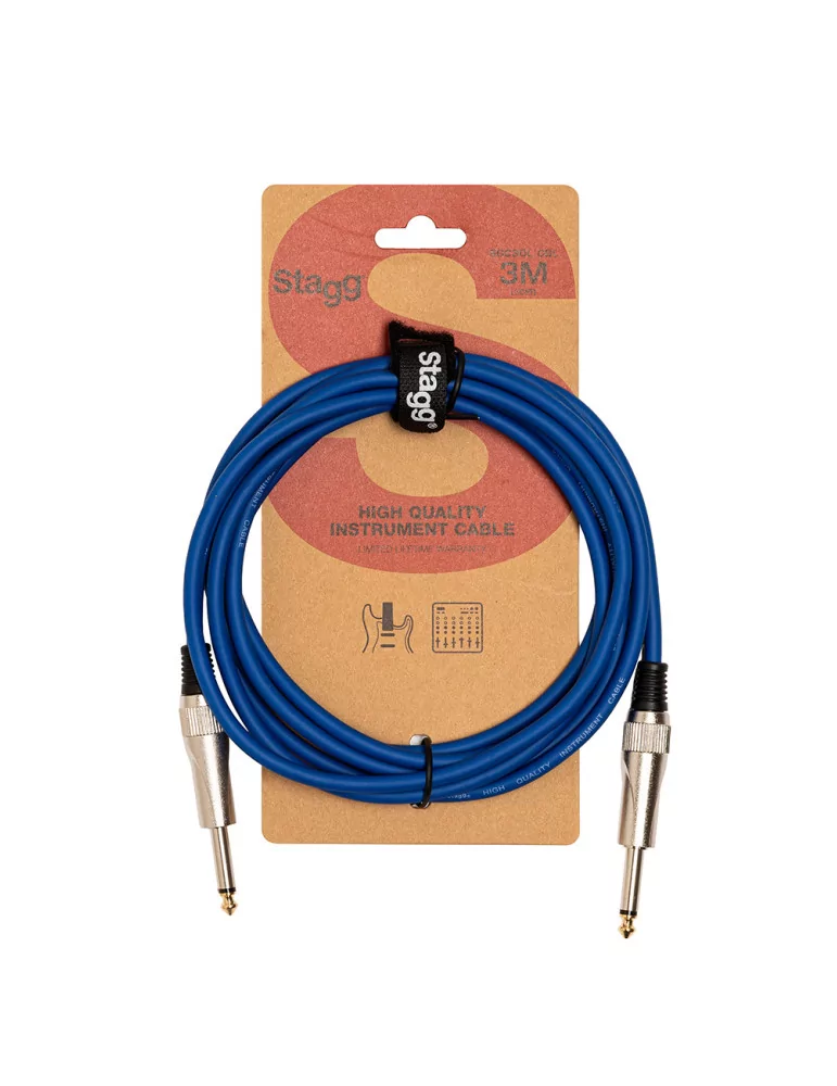  STAGG SGC3DL CBL Instrument cable, jack/jack (m/m), 3 m (10"), heavy-duty connectors, blue, S-series|MusicGoodDeal 