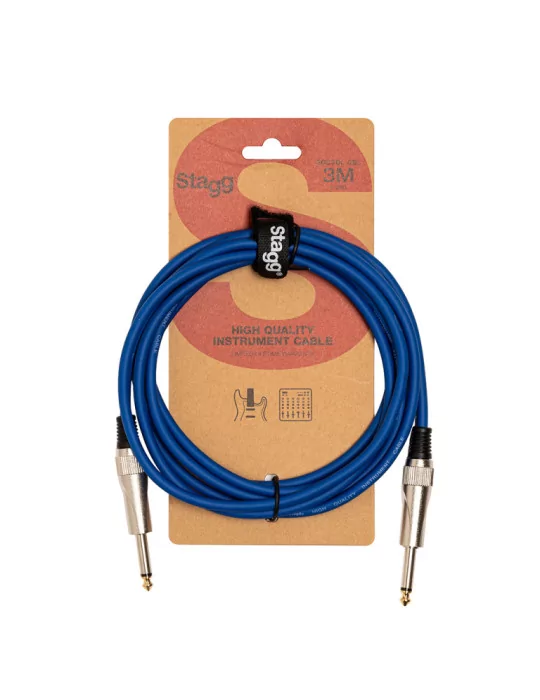  STAGG SGC3DL CBL Instrument cable, jack/jack (m/m), 3 m (10"), heavy-duty connectors, blue, S-series|MusicGoodDeal 