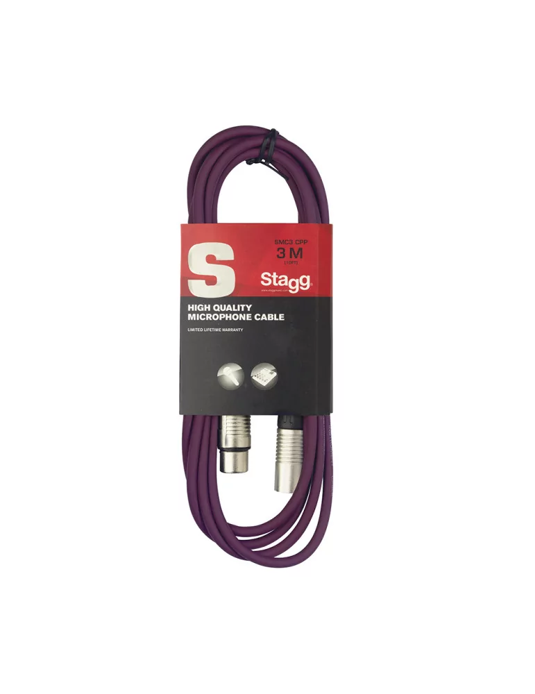  STAGG SGC3DL CPP Instrument cable, jack/jack (m/m), 3 m (10"), heavy-duty connectors, purple, S-series|MusicGoodDeal 