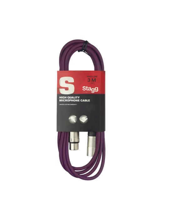  STAGG SGC3DL CPP Instrument cable, jack/jack (m/m), 3 m (10"), heavy-duty connectors, purple, S-series|MusicGoodDeal 