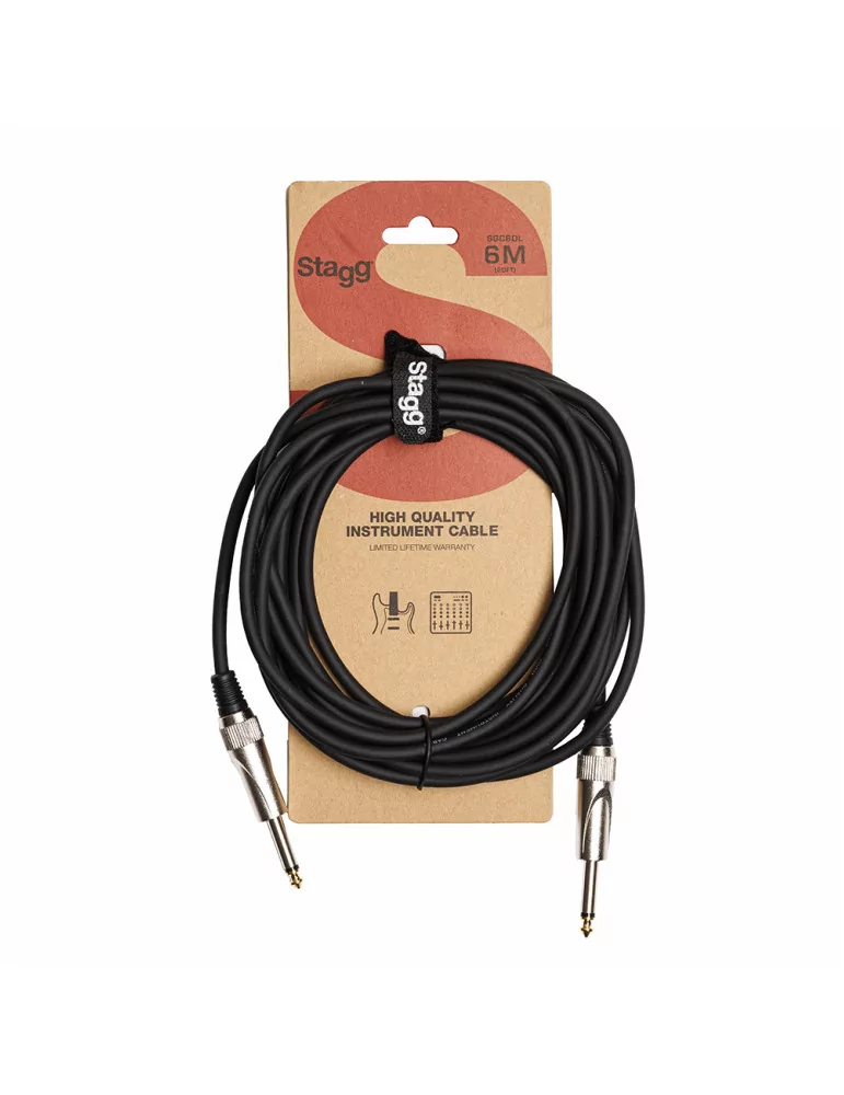  STAGG SGC6DL Instrument cable, jack/jack (m/m), 6 m (20"), heavy-duty connectors, S-series|MusicGoodDeal 