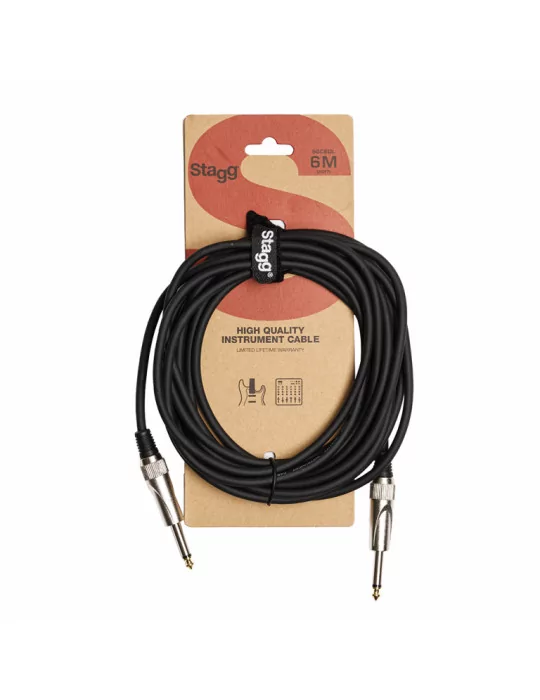  STAGG SGC6DL Instrument cable, jack/jack (m/m), 6 m (20"), heavy-duty connectors, S-series|MusicGoodDeal 