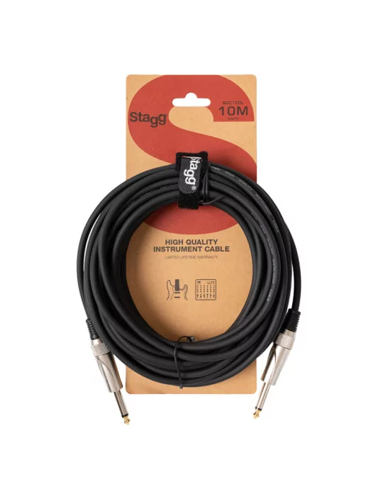  STAGG SGC10DL Instrument cable, jack/jack (m/m), 10 m (33"), heavy-duty connectors, S-series|MusicGoodDeal 