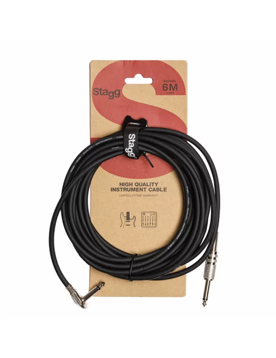  STAGG SGC6PL Instrument cable, jack/jack (m/m, straight/L-shaped), 6 m (20"), S-series|MusicGoodDeal 