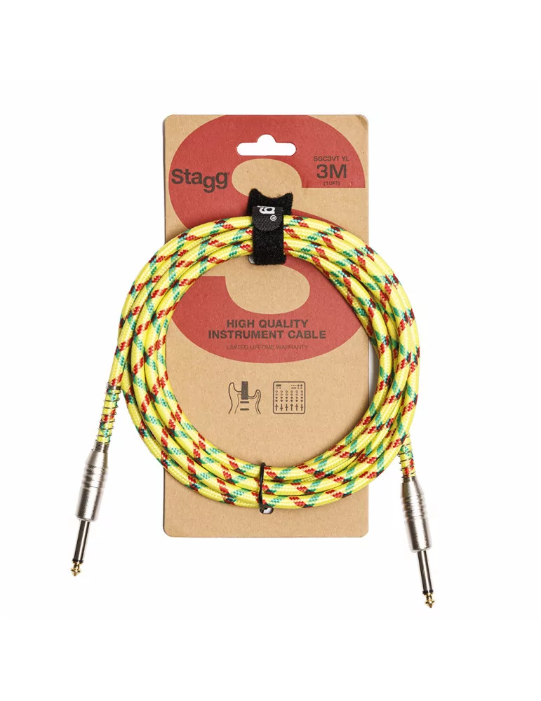  STAGG SGC3VT YL 3M/10FT VINTWEED CABLE-YELLOW|MusicGoodDeal 