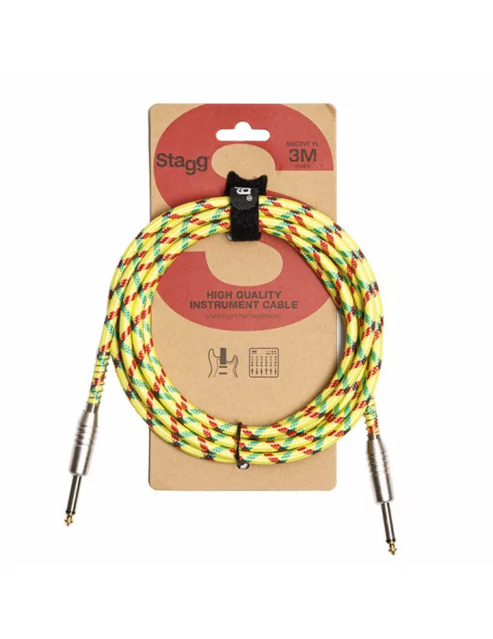  STAGG SGC3VT YL 3M/10FT VINTWEED CABLE-YELLOW|MusicGoodDeal 