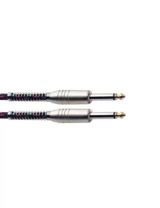  STAGG SGC6VT BK Instrument cable, jack/jack (m/m), 6 m (20"), black, vintage tweed style, S-series|MusicGoodDeal 