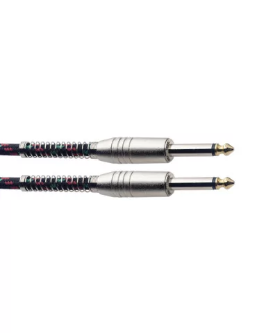  STAGG SGC6VT BK Instrument cable, jack/jack (m/m), 6 m (20"), black, vintage tweed style, S-series|MusicGoodDeal  2