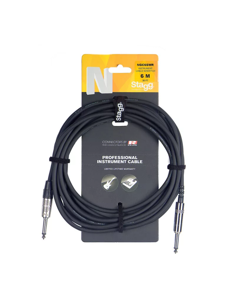  STAGG NGC3SWR Instrument cable, jack/jack (m/m), 3 m (10'), with mute switch|MusicGoodDeal 