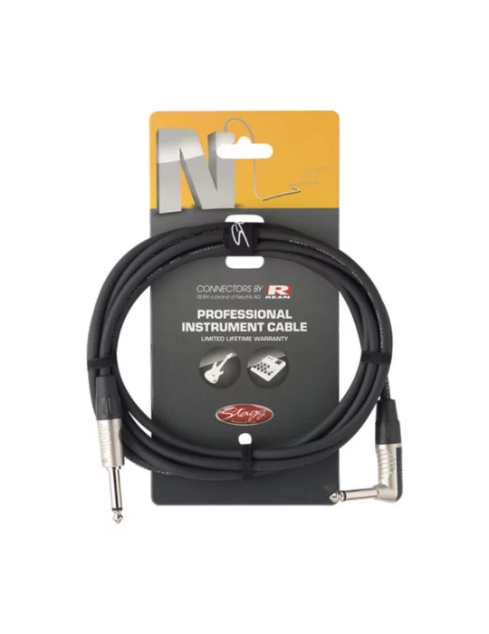  STAGG NGC6PLR Instrument cable, jack/jack (m/m, straight/L-shaped), 6 m (20')|MusicGoodDeal 