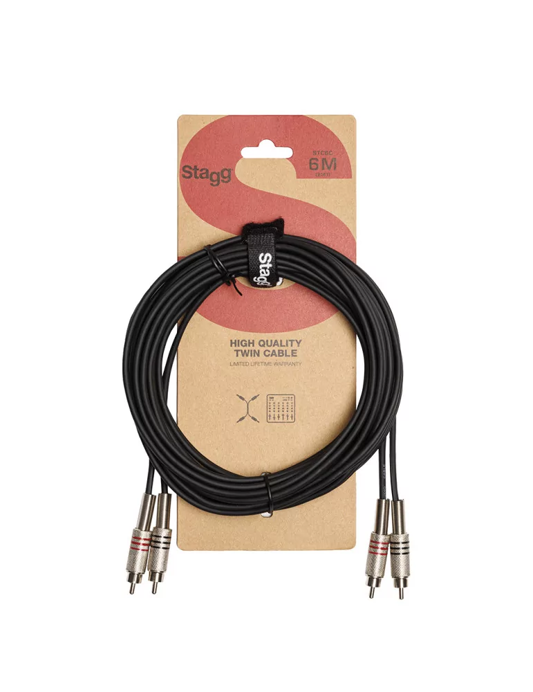  STAGG STC6C Twin cable, RCA/RCA (m/m), 6 (20')|MusicGoodDeal 