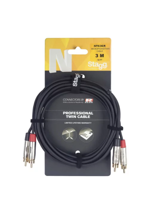  STAGG NTC6CR Twin cable, RCA/RCA (m/m), 6 m (20')|MusicGoodDeal 