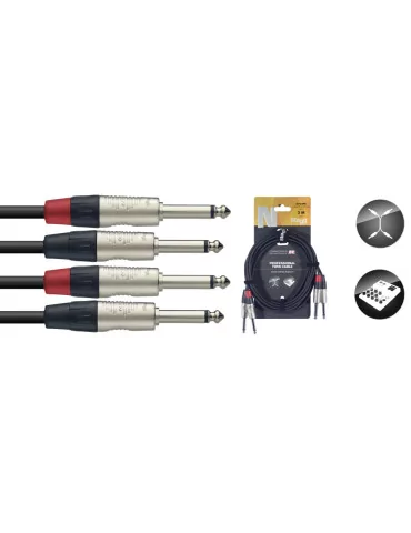  STAGG NTC3PR Cable de puente, jack / jack (m / m), mono, 3 m|MusicGoodDeal 