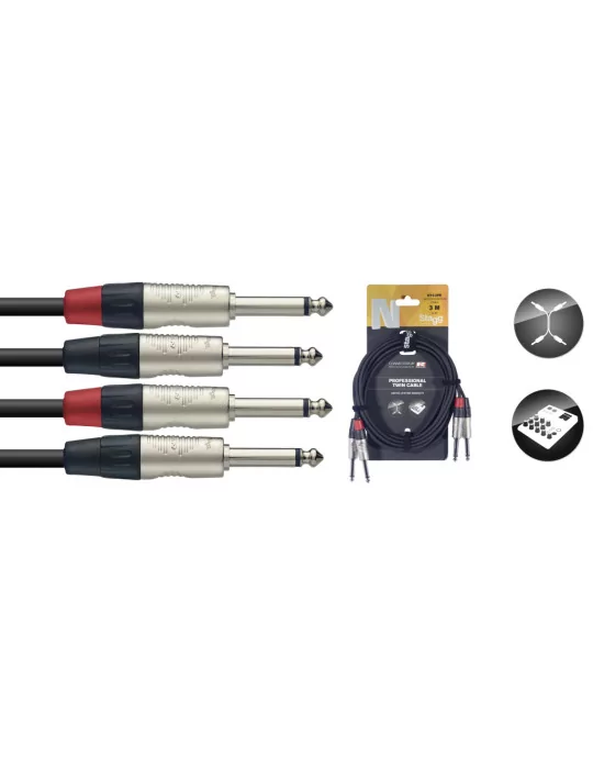  STAGG NTC3PR Cable de puente, jack / jack (m / m), mono, 3 m|MusicGoodDeal 