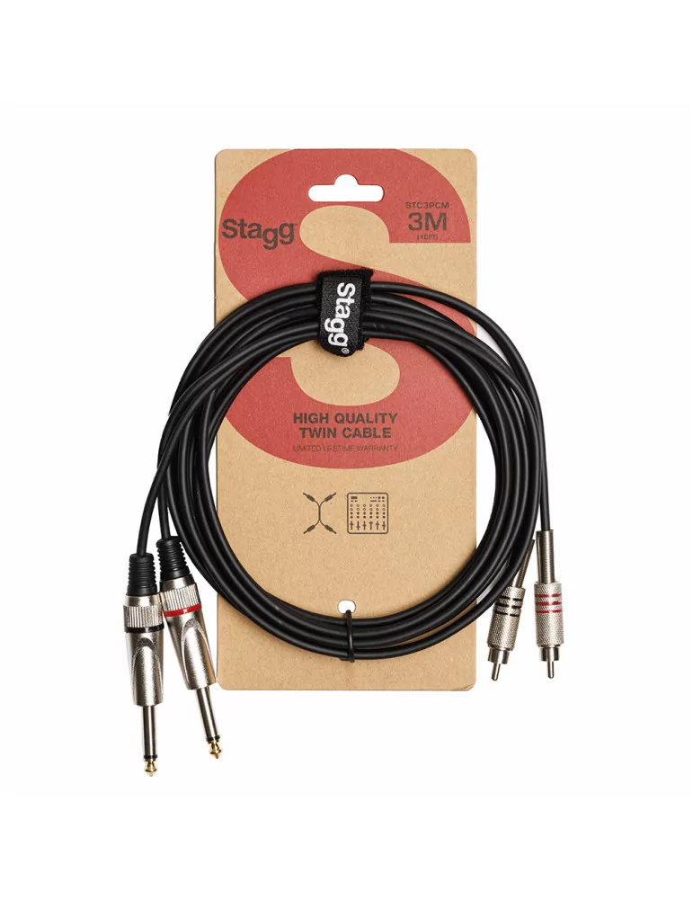  STAGG STC3PCM Twin cable, jack/RCA (m/m), 3 m (10')|MusicGoodDeal 