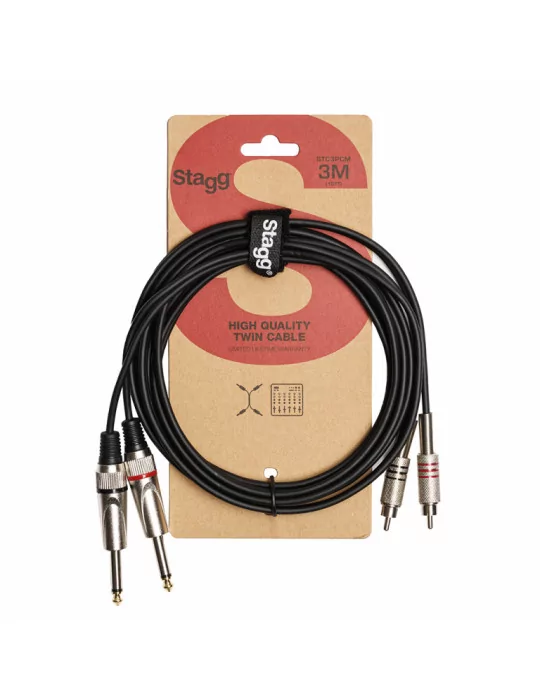  STAGG STC3PCM Twin cable, jack/RCA (m/m), 3 m (10')|MusicGoodDeal 