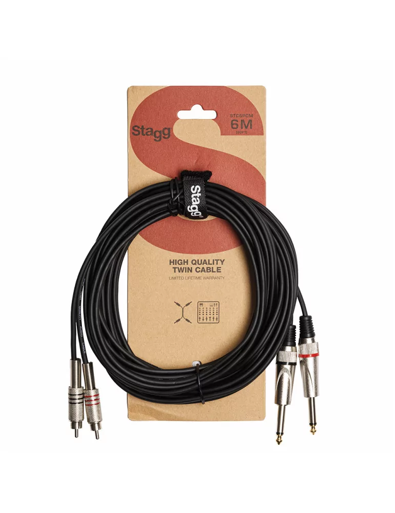  STAGG STC6PCM Twin cable, jack/RCA (m/m), 6 m (20')|MusicGoodDeal 