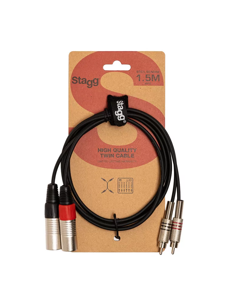  STAGG STC1,5CMXM Cable de puente, XLR / RCA (m / m), 1,5 m|MusicGoodDeal 