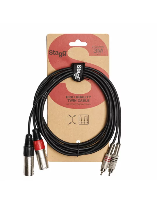  STAGG STC3CMXM Twin cable, XLR/RCA (m/m), 3 m (10')|MusicGoodDeal 