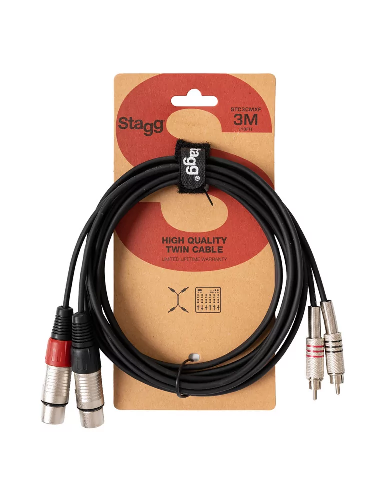  STAGG STC3CMXF Twin cable, XLR/RCA (f/m), 3 m (10')|MusicGoodDeal 