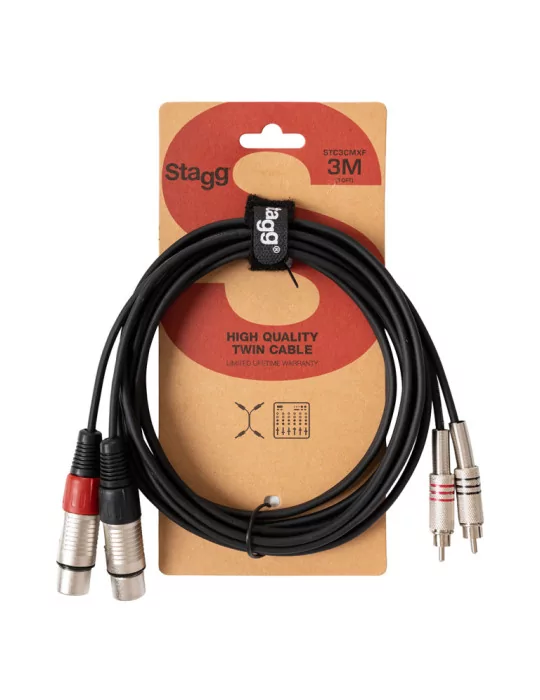  STAGG STC3CMXF Twin cable, XLR/RCA (f/m), 3 m (10')|MusicGoodDeal 