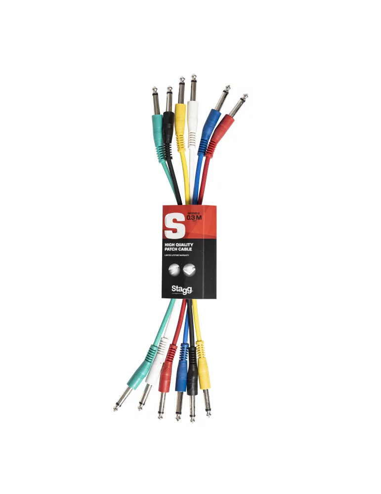  STAGG SPC030 E Mono patch cable, 6 x jack/jack (m/m), 30 cm (1'), moulded plastic|MusicGoodDeal 